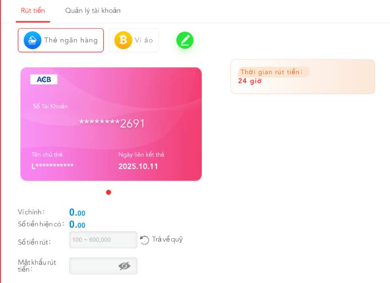 Cach rut tien qua the ngan hang tai UU88